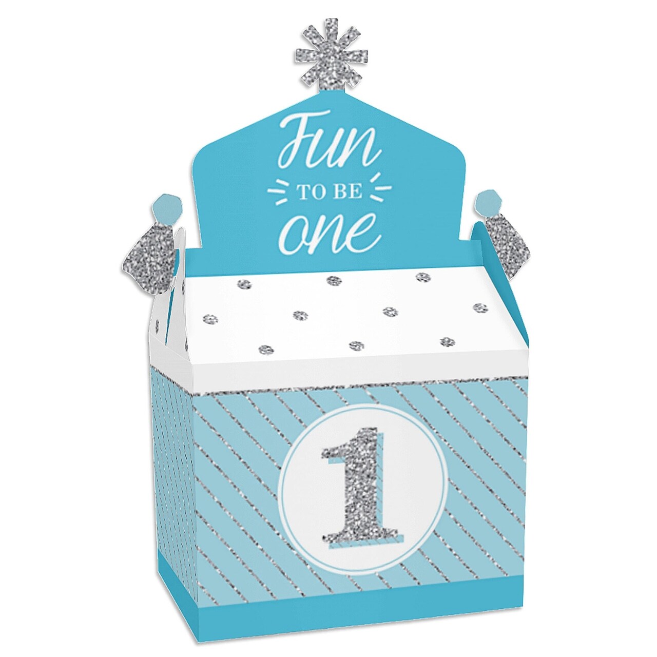 Big Dot of Happiness 1st Birthday Boy - Fun to be One - Treat Box Party Favors - First Birthday Party Goodie Gable Boxes - Set of 12